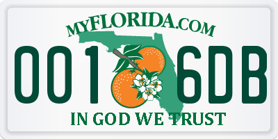 FL license plate 0016DB