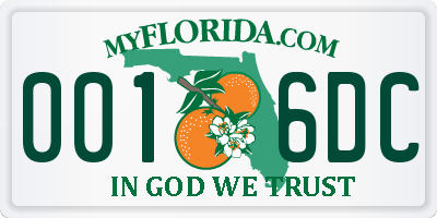 FL license plate 0016DC