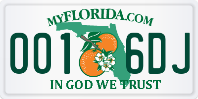 FL license plate 0016DJ