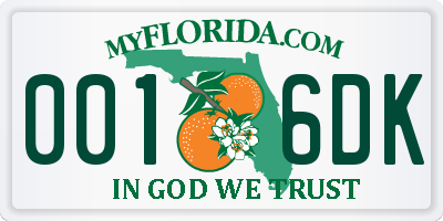 FL license plate 0016DK