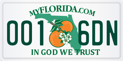 FL license plate 0016DN