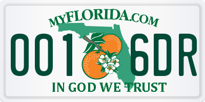 FL license plate 0016DR
