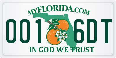 FL license plate 0016DT