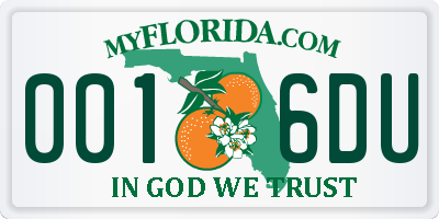 FL license plate 0016DU