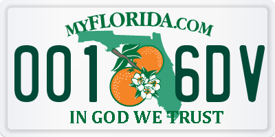 FL license plate 0016DV
