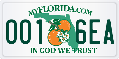 FL license plate 0016EA