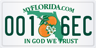 FL license plate 0016EC
