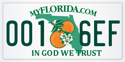 FL license plate 0016EF
