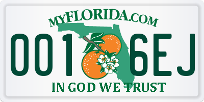 FL license plate 0016EJ