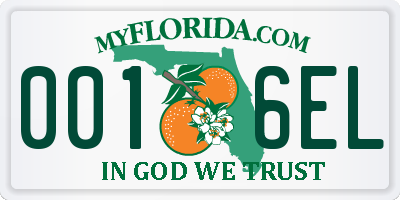FL license plate 0016EL