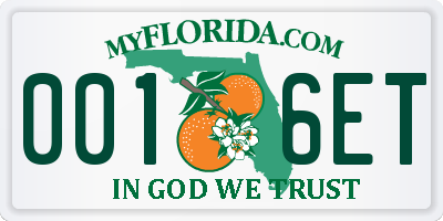FL license plate 0016ET