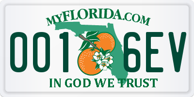 FL license plate 0016EV