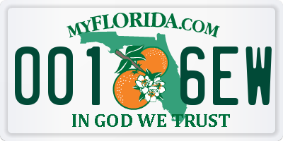 FL license plate 0016EW