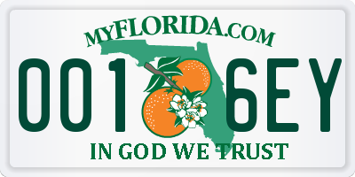 FL license plate 0016EY