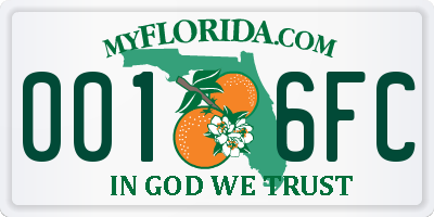 FL license plate 0016FC