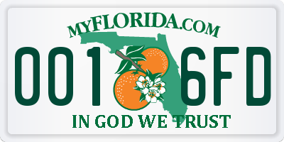 FL license plate 0016FD