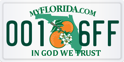 FL license plate 0016FF