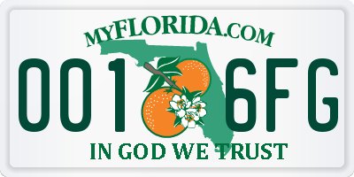 FL license plate 0016FG