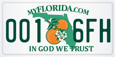 FL license plate 0016FH