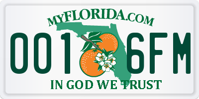 FL license plate 0016FM