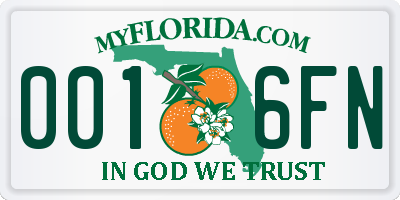 FL license plate 0016FN