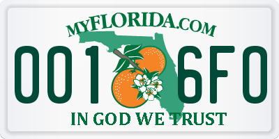 FL license plate 0016FO