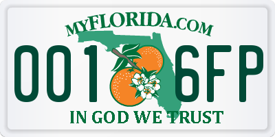 FL license plate 0016FP