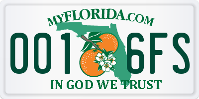 FL license plate 0016FS