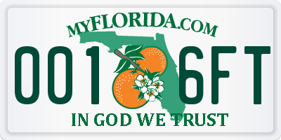 FL license plate 0016FT