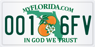 FL license plate 0016FV