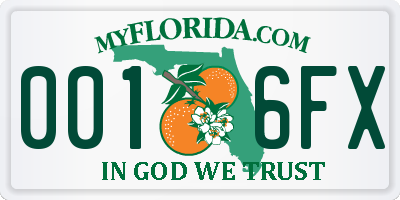 FL license plate 0016FX
