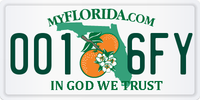 FL license plate 0016FY