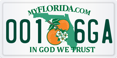 FL license plate 0016GA