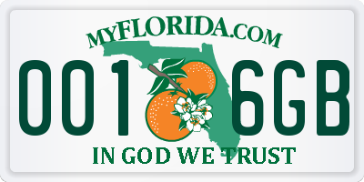 FL license plate 0016GB
