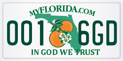 FL license plate 0016GD