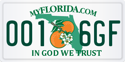 FL license plate 0016GF