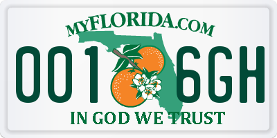 FL license plate 0016GH