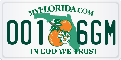 FL license plate 0016GM