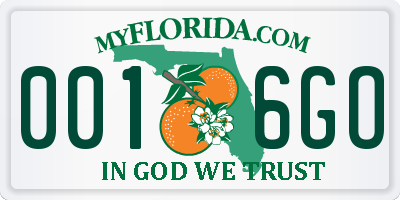 FL license plate 0016GO