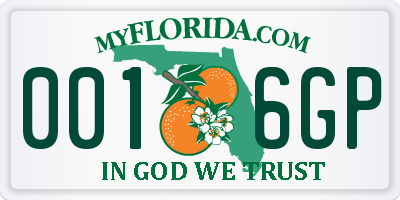 FL license plate 0016GP
