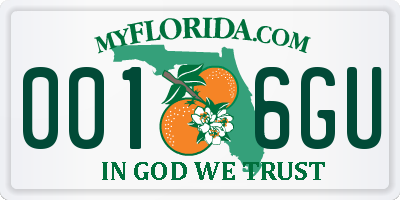 FL license plate 0016GU