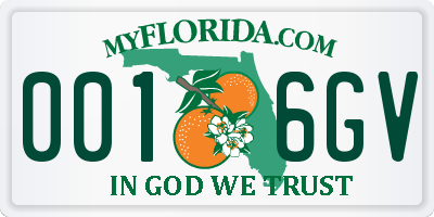 FL license plate 0016GV
