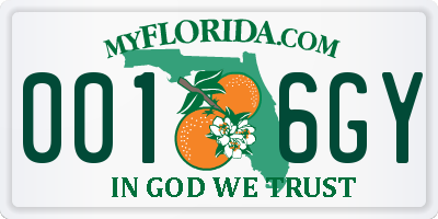 FL license plate 0016GY
