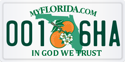 FL license plate 0016HA