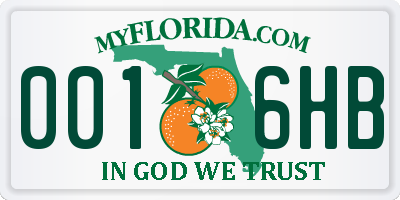 FL license plate 0016HB