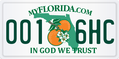 FL license plate 0016HC
