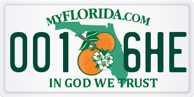 FL license plate 0016HE
