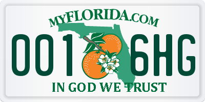 FL license plate 0016HG