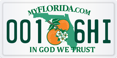 FL license plate 0016HI