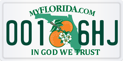 FL license plate 0016HJ